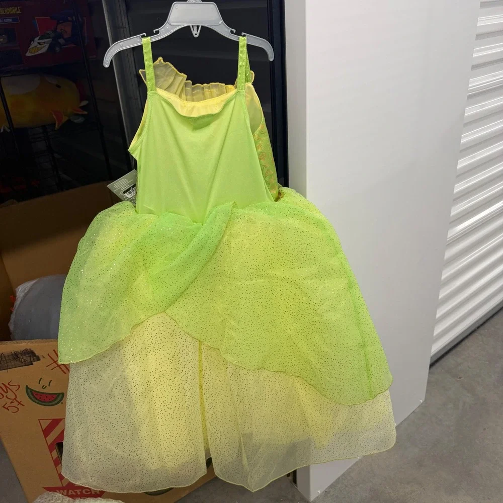 Disney Tiana Costume Dress Kids Size 7/8 Green Princess and the Frog Glitter
